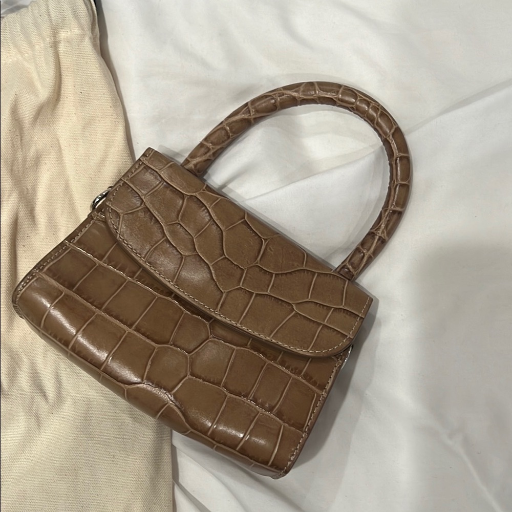 By Far Brown Crocodile-Embossed Handbag